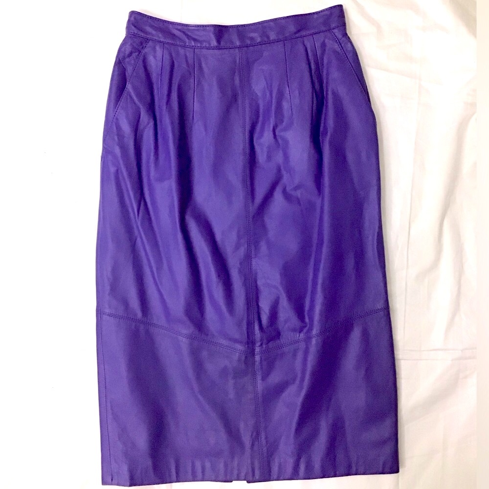 VINTAGE Chia Purple Leather Skirt